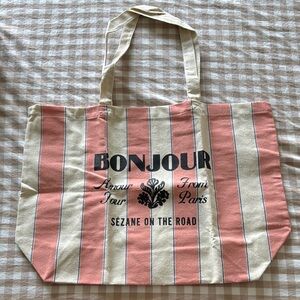 Sezane tote bag Pink and Cream Striped Tote Bag